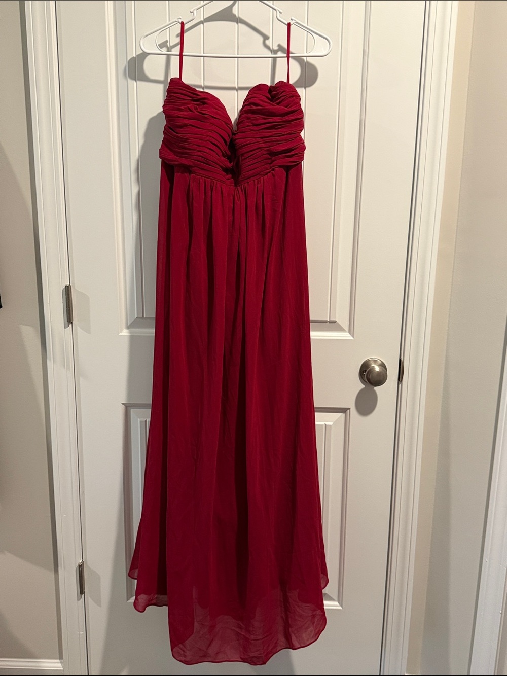 Esvor Burgundy Pleated Chiffon Full Dress